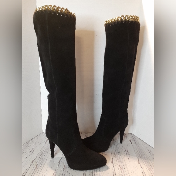 Sergio Rossi Chain Suede Boots - Picture 3 of 11